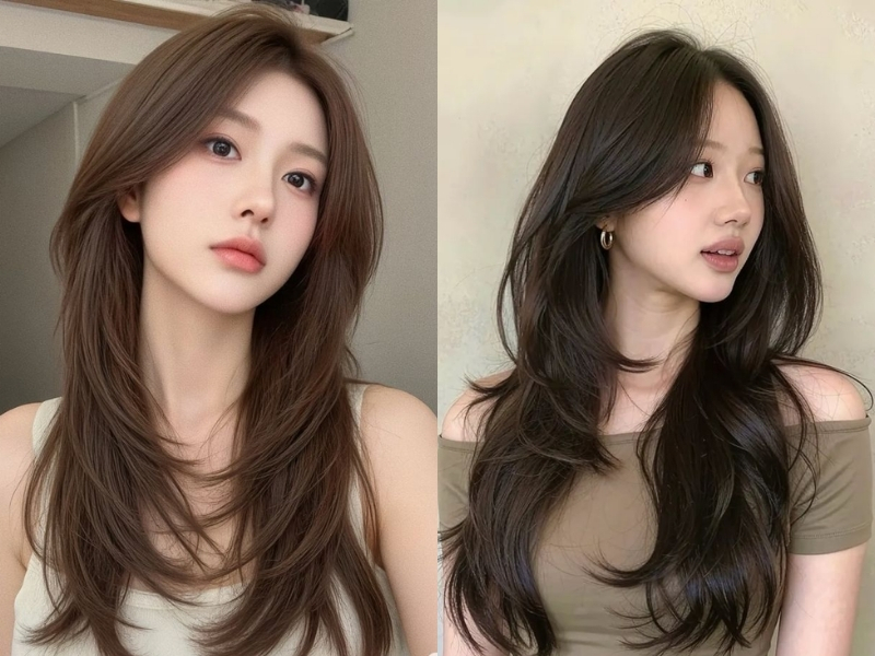 Tóc dài layer mái bay