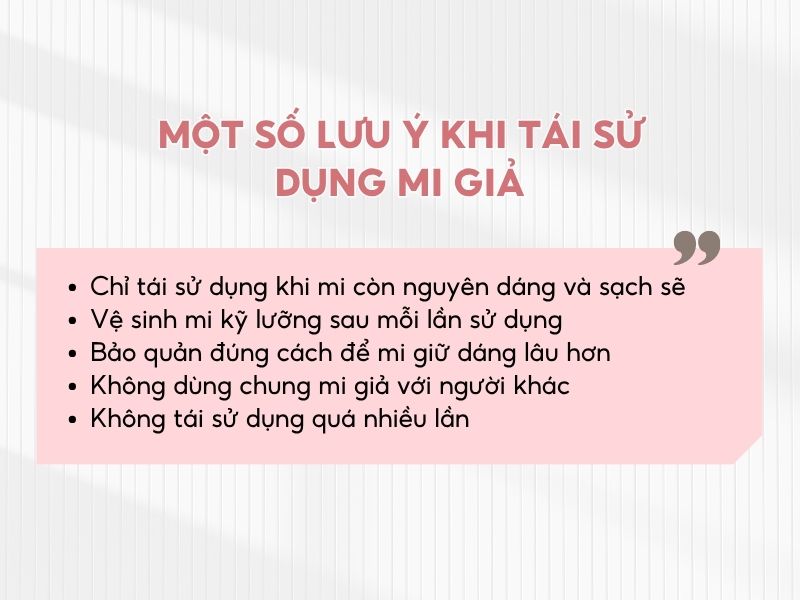 Một số điều lưu ý khi sử dụng mi giả 