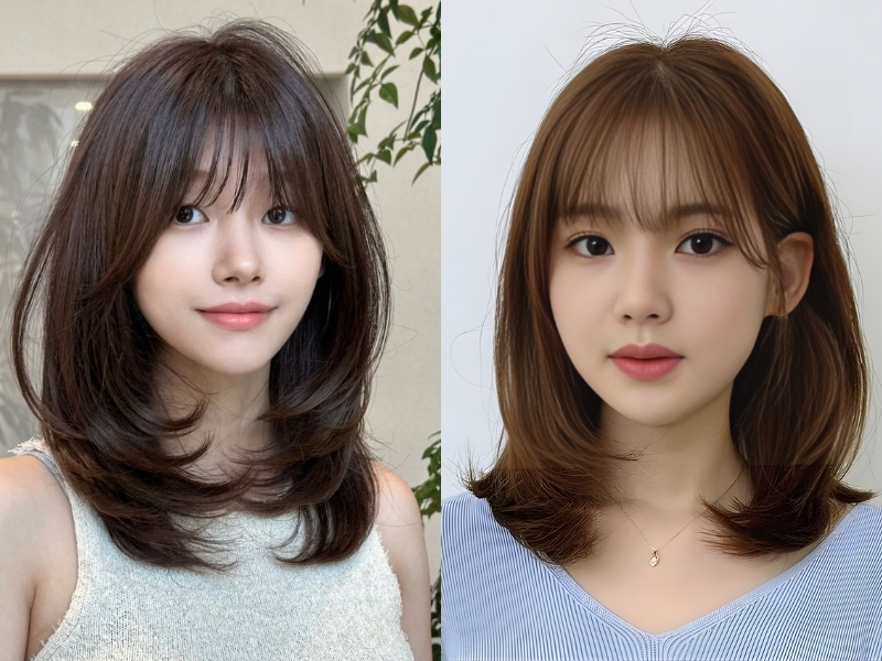 Tóc mullet layer uốn chữ C