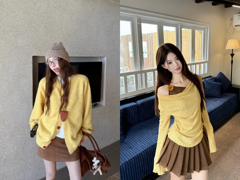 Sắc vàng kết hợp nâu 