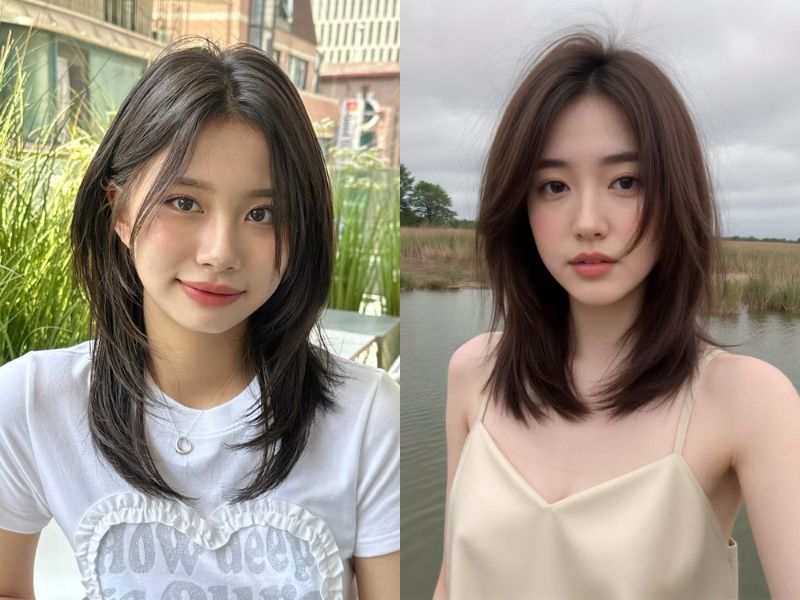 tóc ngắn layer mặt tròn