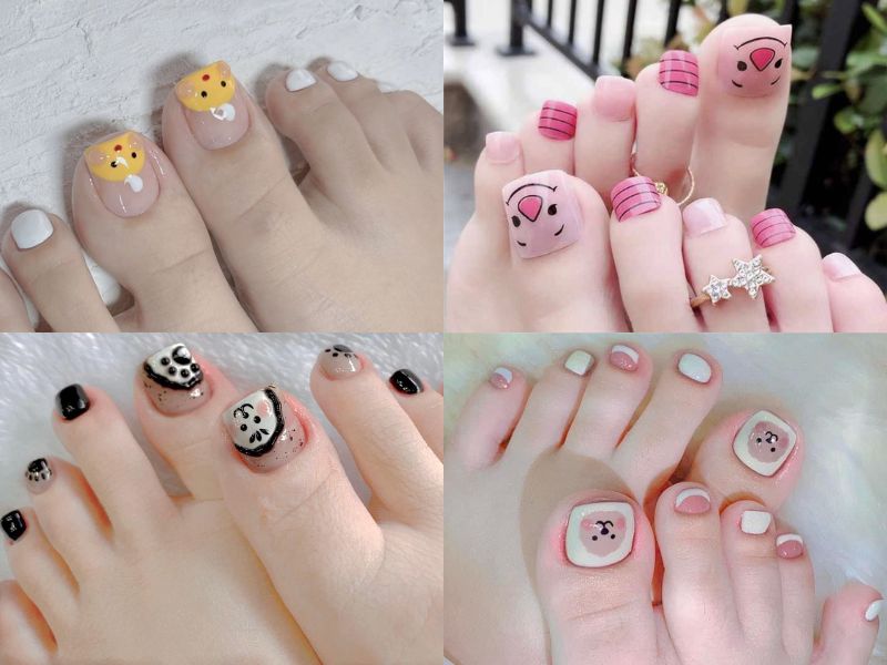 mẫu nail chân con vật