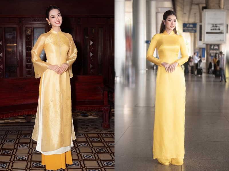 Áo dài màu vàng cho nàng da ngăm