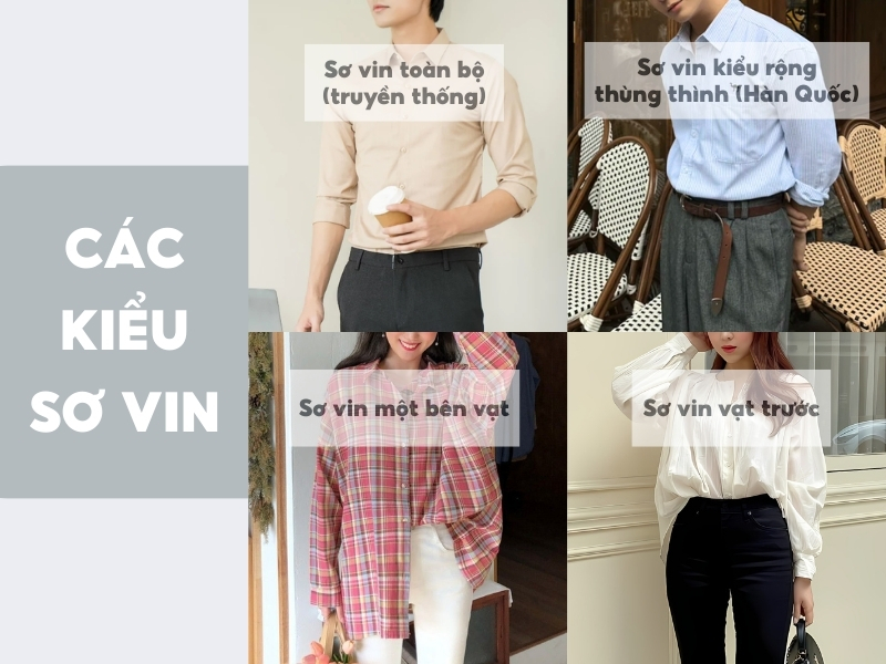 Các kiểu sơ vin áo sơ mi phổ biến hiện nay