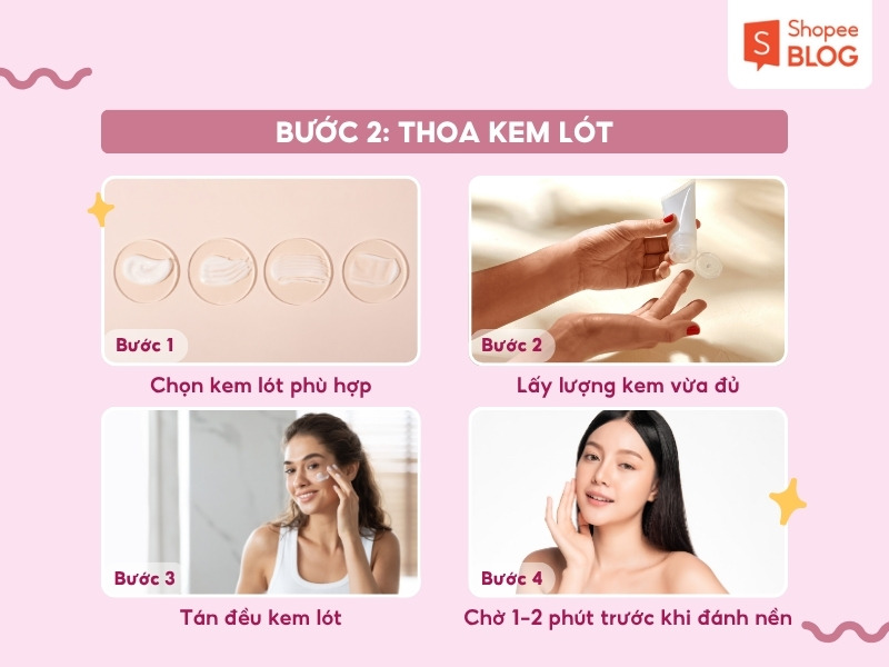 Bước thoa kem lót trước khi đánh nền