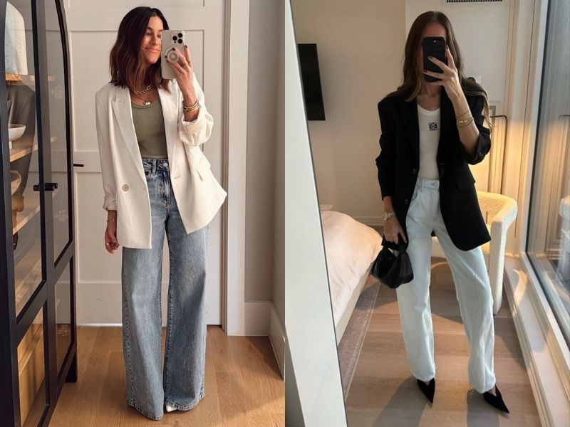 tank top phối blazer
