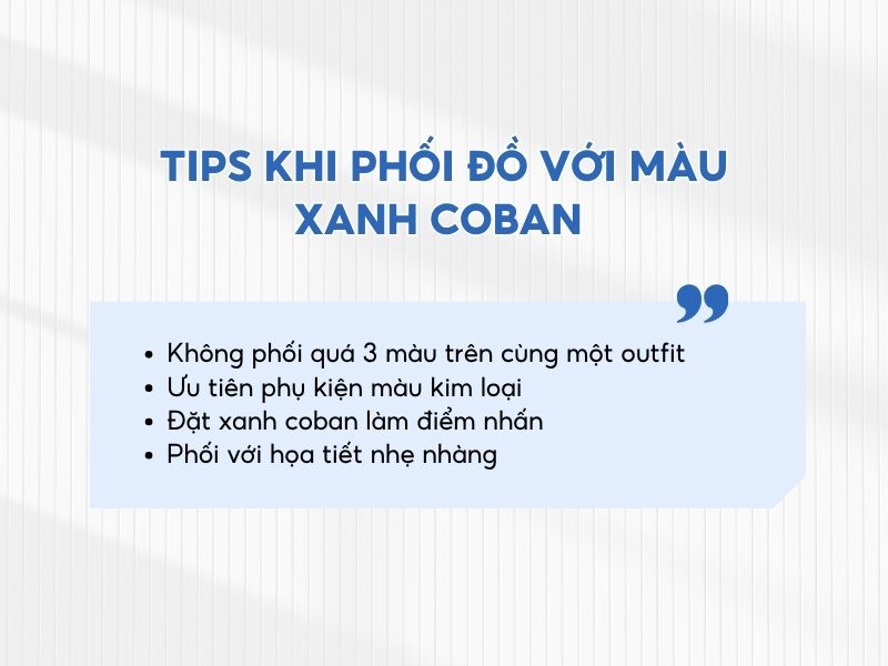 Tips lựa chọn mix&match với trang phục màu xanh coban