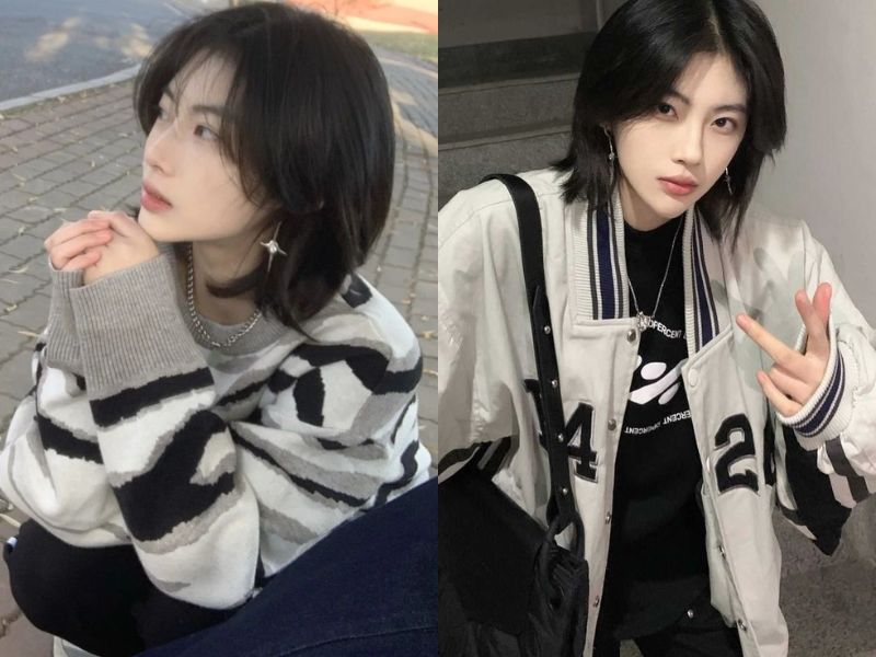 tóc tomboy mullet mặt dài