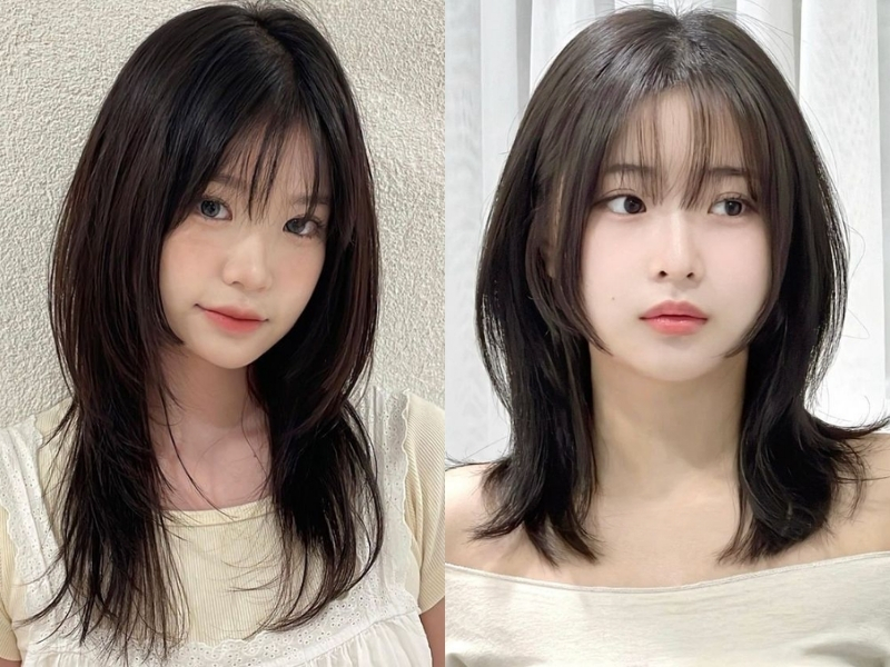 tóc mullet layer cho mặt tròn