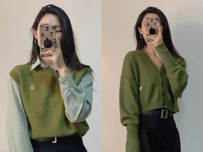 Màu đen mix với màu olive 