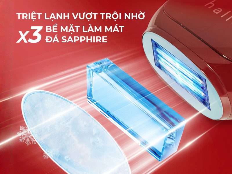 Bề mặt đá Sapphire máy triệt lông Halio SilkGlow IPL