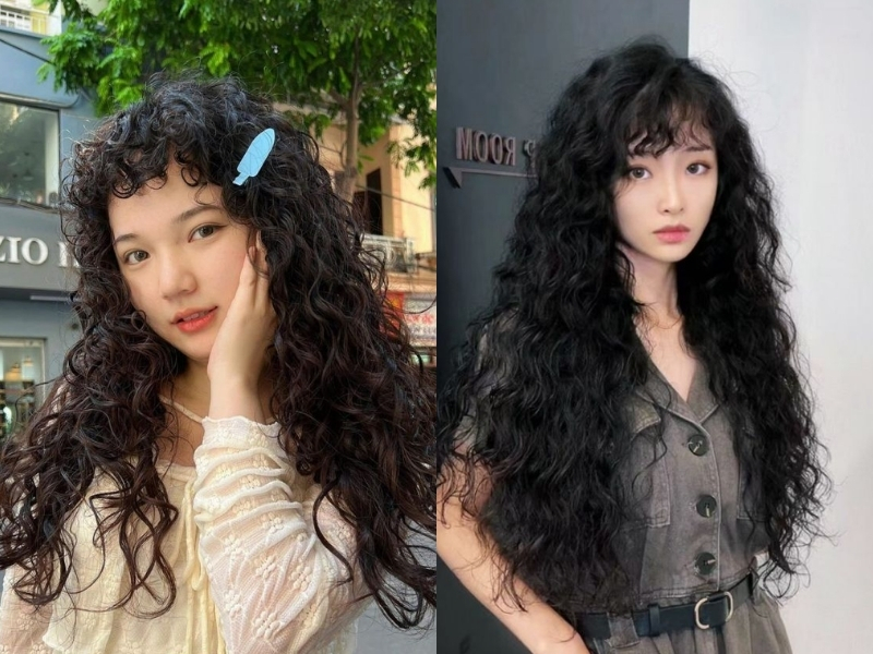 Tóc uốn xoăn hippie dài