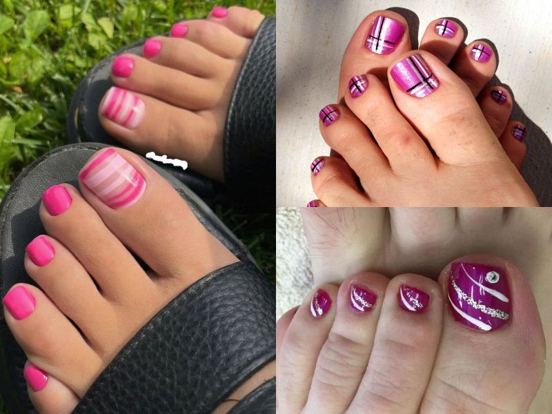 nail kẻ sọc hồng
