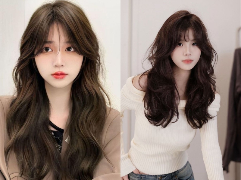 Tóc mái layer uốn xoăn 