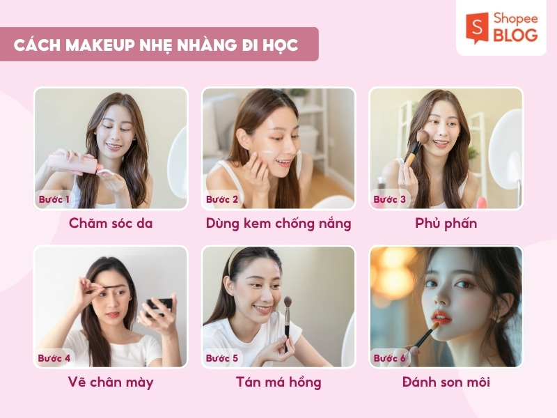 Cách make up nhẹ nhàng cho học sinh đi học