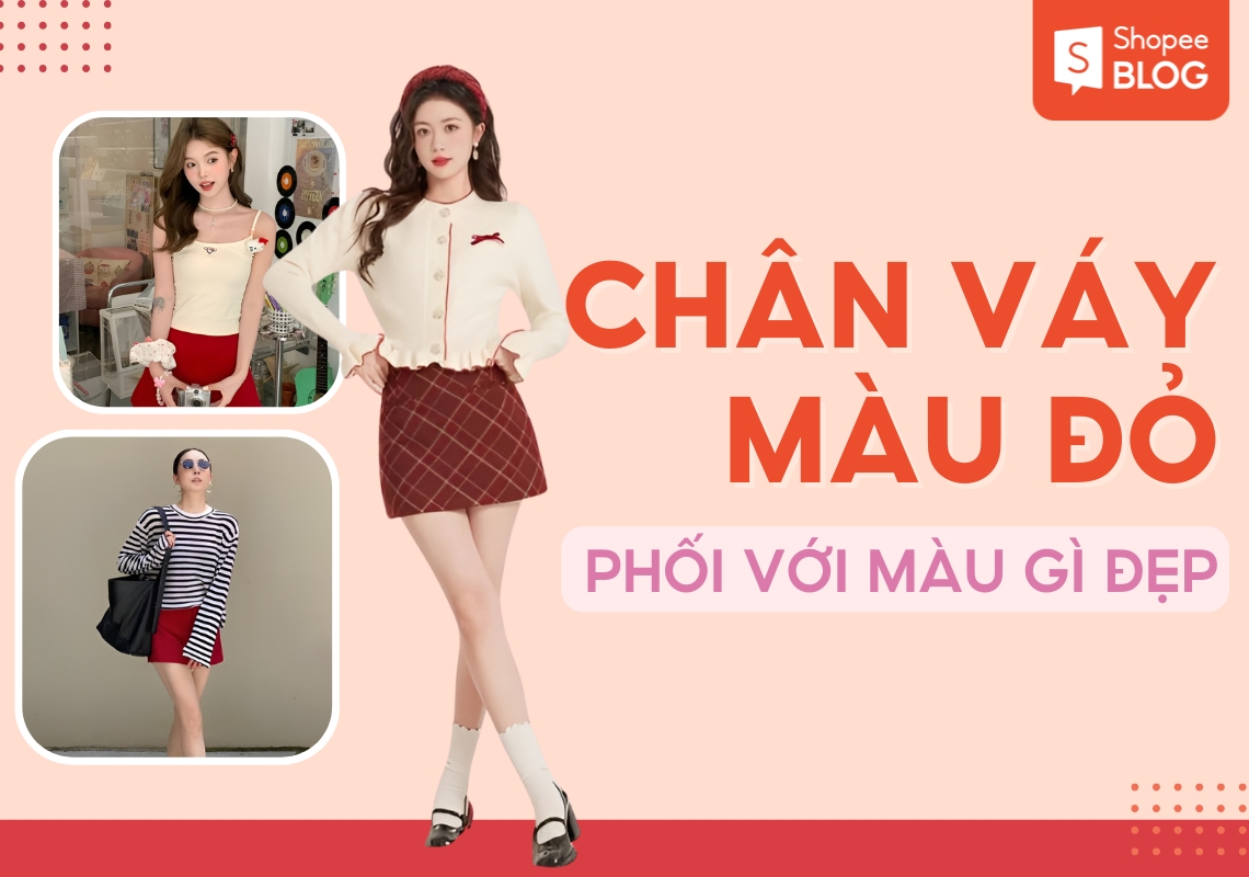 chân váy đỏ phối áo màu gì