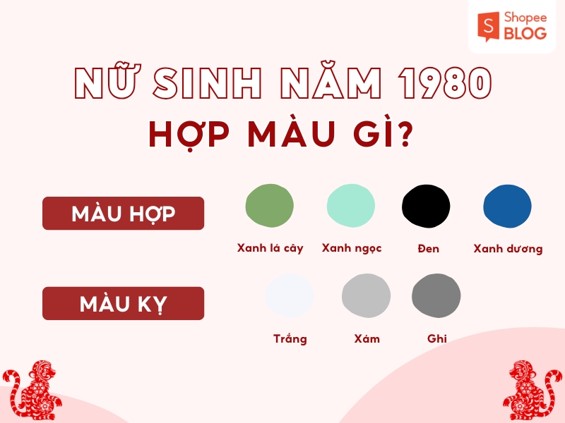 những màu hợp - kỵ cho nữ Canh Thân 1980