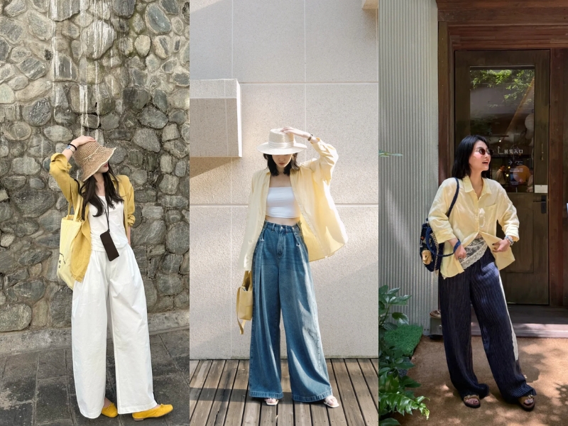 áo sơ mi vàng và quần