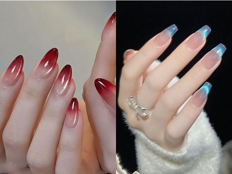nail ombre mắt mèo