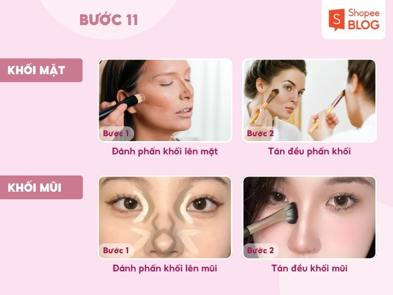 Bước đánh khối mặt và khối mũi