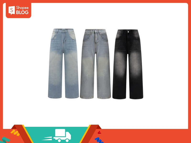 Quần jeans ống rộng xanh Renhouse