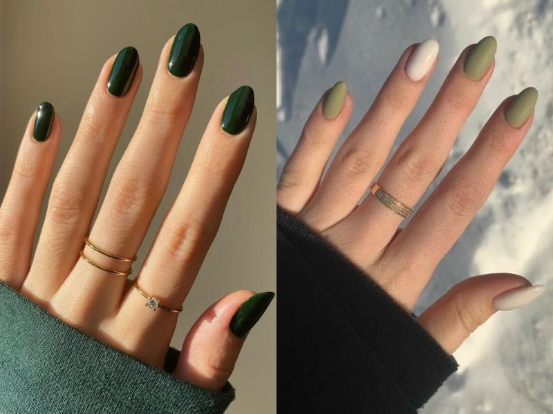 nail xanh lá trơn