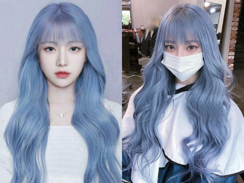 Tóc xanh đen ánh khói xanh 