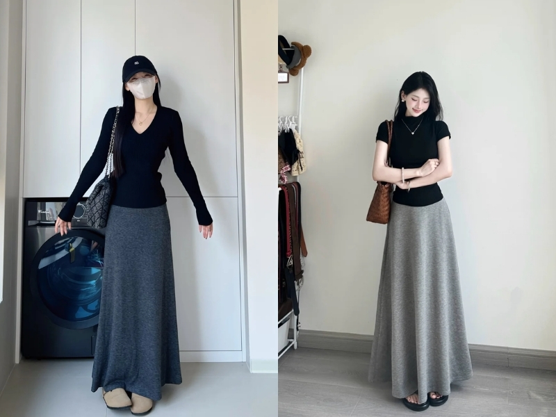Sự kết hợp tối giản đen với xám