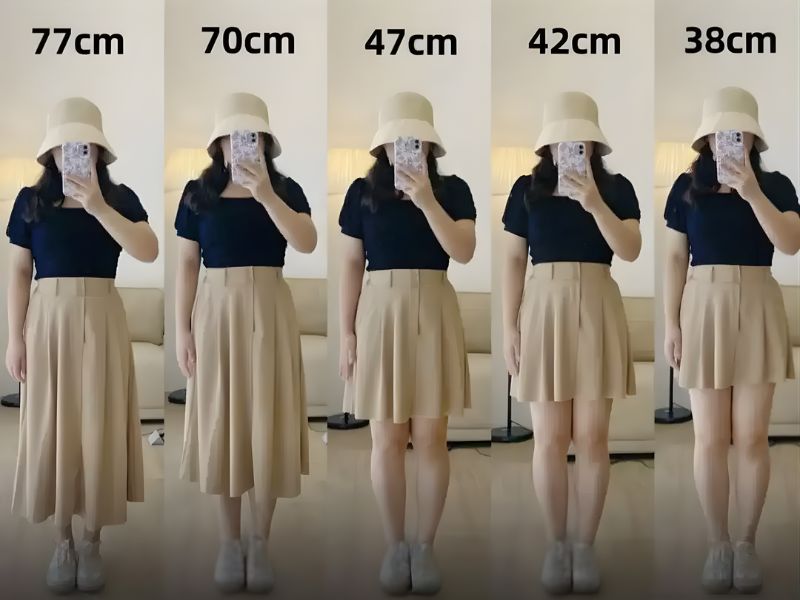 Chiều dài váy thực tế cho người cao 1m50