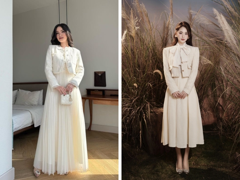 Phối đồ đi tiệc với vải tweed 