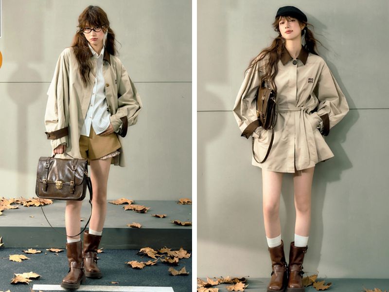 Cách phối áo khoác trench coat ngắn mùa đông