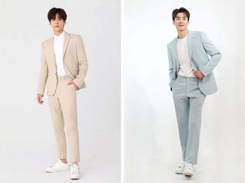 Suit nam phối cùng giày thể thao nam