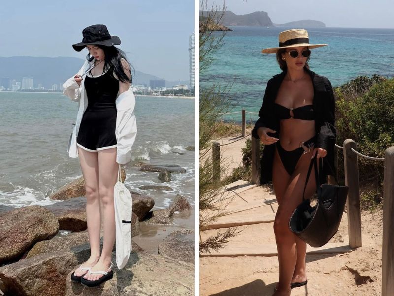 bikini và áo sơ mi khoác ngoài