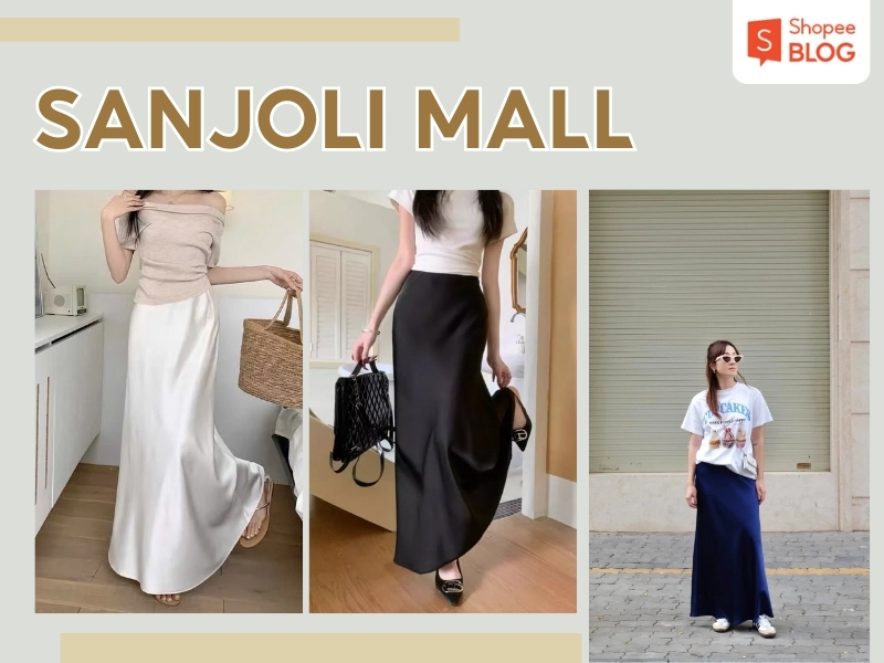 phối đồ với chân váy dài SANJOLI MALL