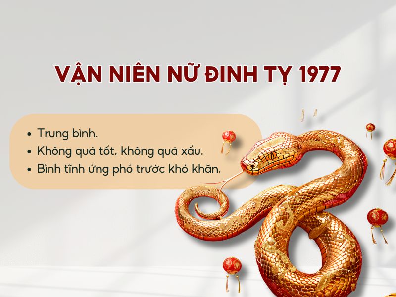Vận niên tuổi Đinh Tỵ nữ mạng 1977 năm 2026 