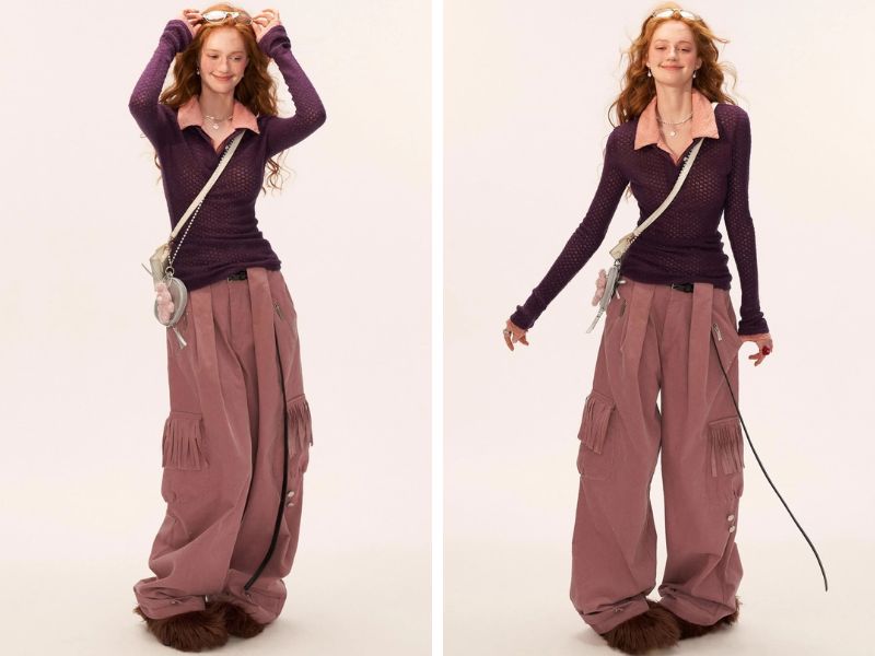 Cách phối đồ với quần baggy ống rộng với polo