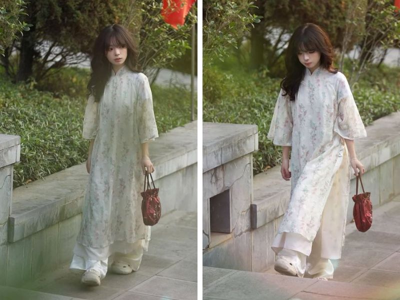 áo dài phối với sneaker