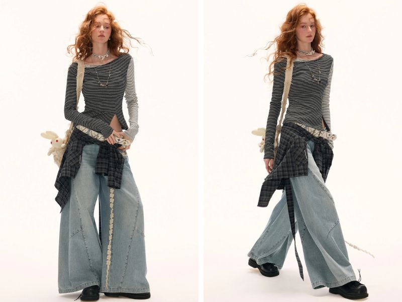 Các kiểu giày phối với quần baggy jean nữ
