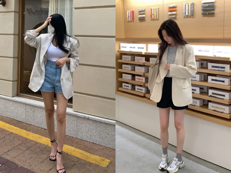 Vest oversize phối với quần short