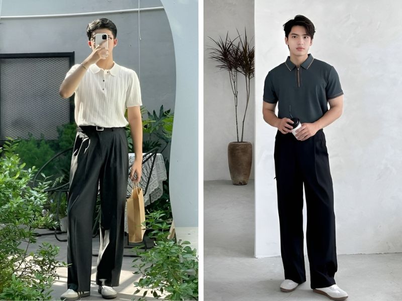 Phối quần ống suông và áo polo