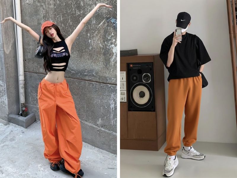 áo đen với quần cam