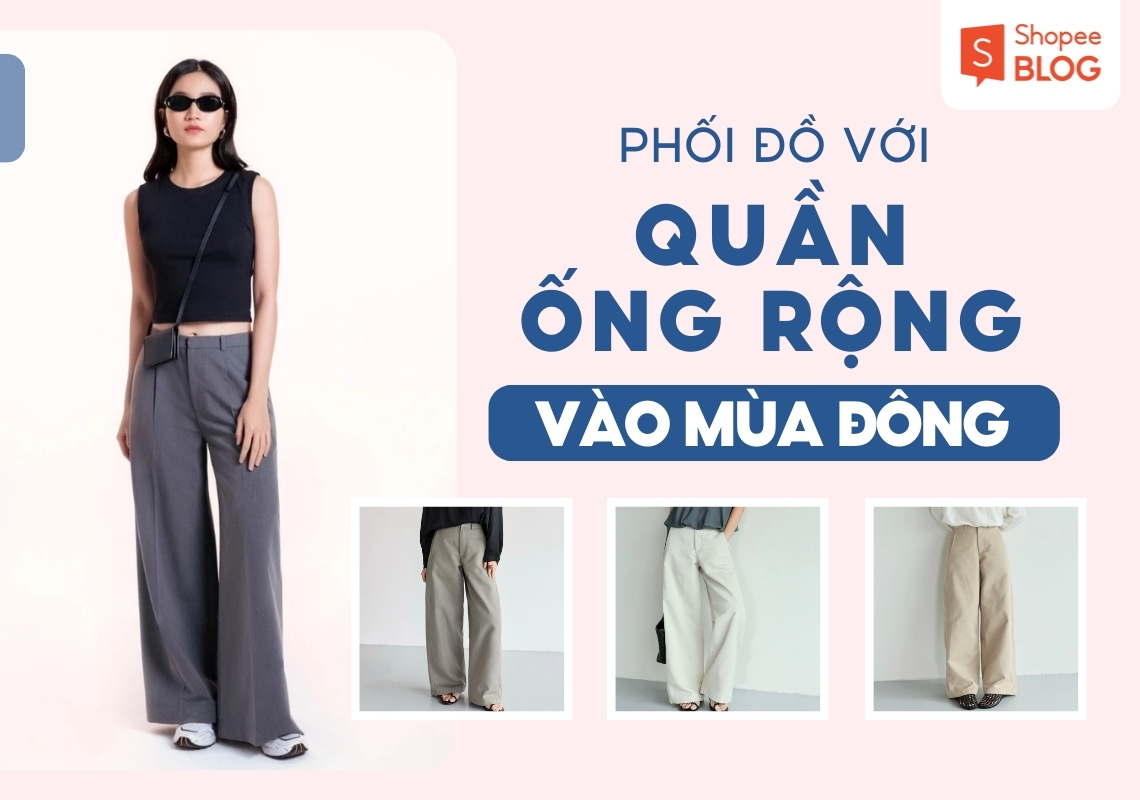 phối đồ với quần ống rộng mùa đông