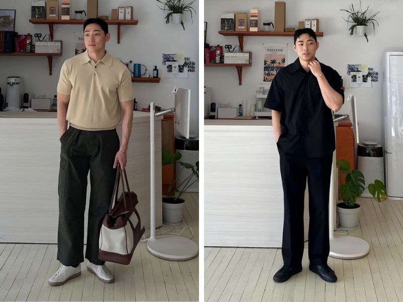 áo polo và quần tối màu nam mập 80kg