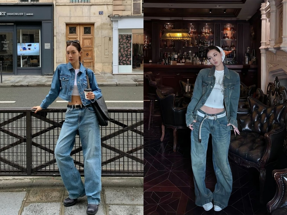 Phối áo khoác jean và quần jean phong cách năng động