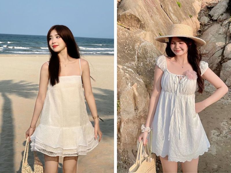 đầm babydoll ngắn đi biển