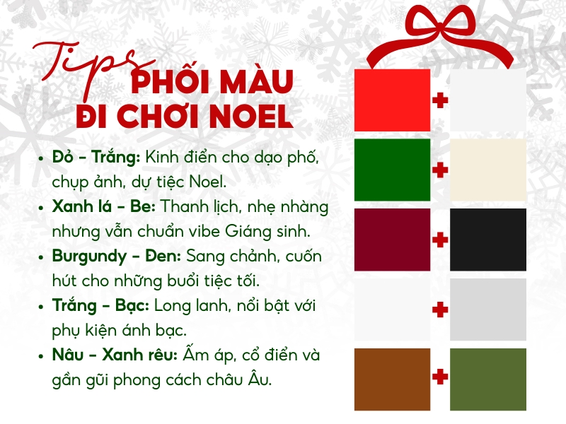 Tips phối màu đi chơi Noel lung linh