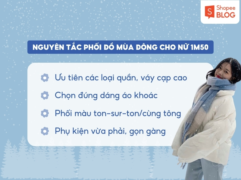 Nguyên tắc phối đồ mùa đông cho nữ 1m50