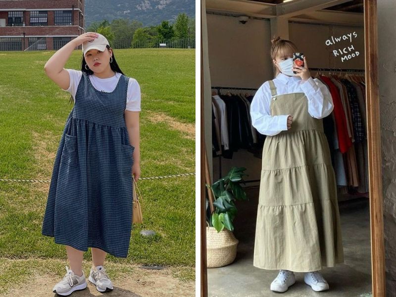 đầm suông caro nữ mập 80kg