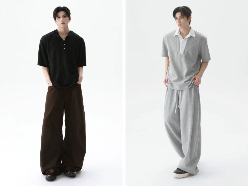 Các kiểu phối đồ với quần baggy lưng thun nam