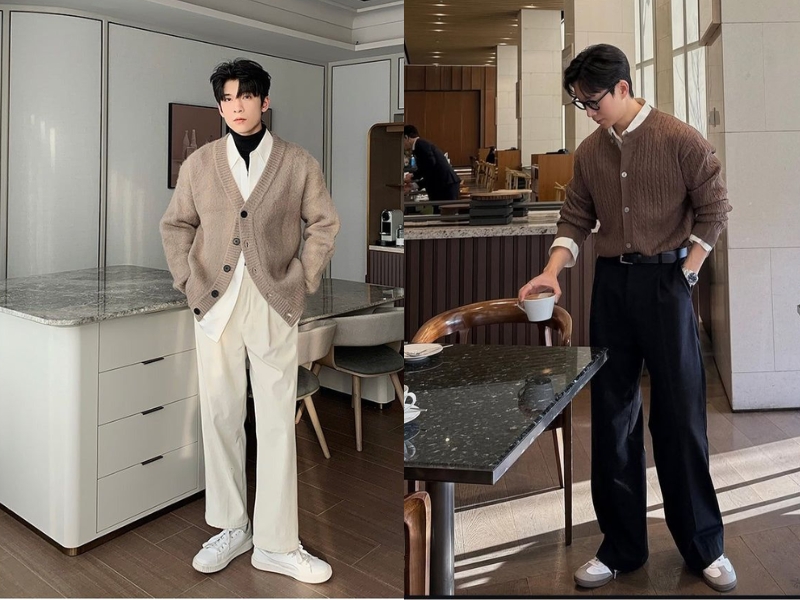 Cardigan phối ngoài lịch lãm cho nam
